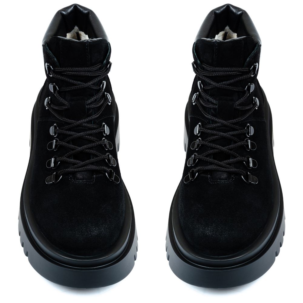 Ботинки черные замшевые на меху 6420-1-Z, Черный, 40, 25.5 см