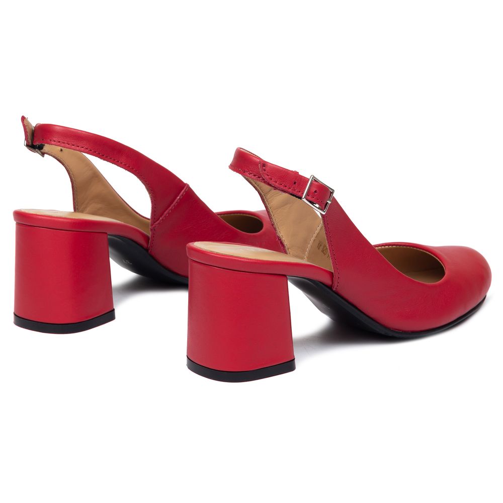Туфли красные кожаные на каблуке 6 см 3553-7