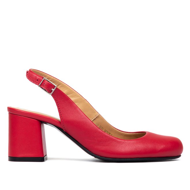 Туфлі червоні шкіряні на каблуку 6 см 3553-7
