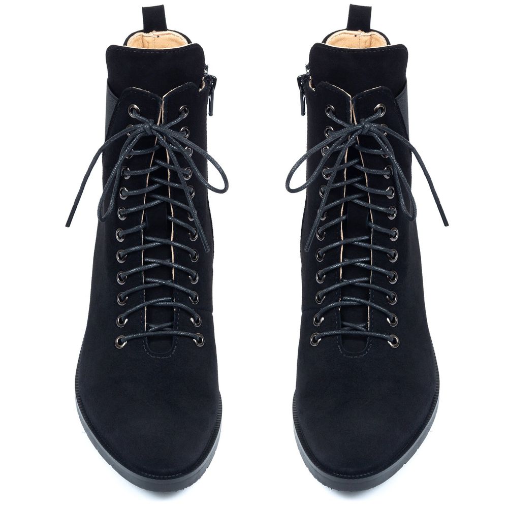 Ботинки черные из натуральной замши на каблуке 3 см на кожаной подкладке 4140-1-Z, 36, 23.5 см