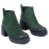 Ботинки зеленые из натуральной замши на каблуке 5 см на байке 5165-5-Z, 36, 23 см