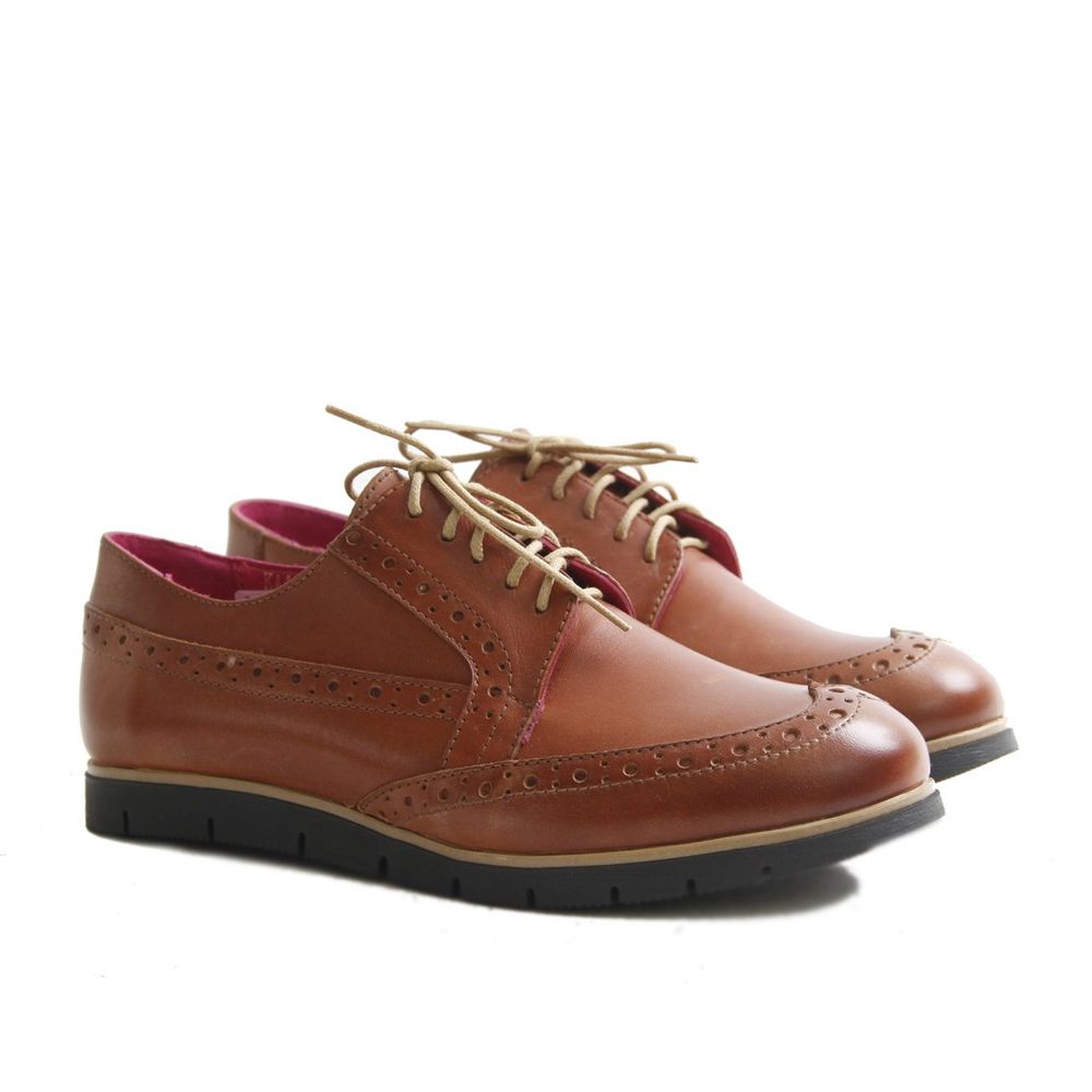 Туфли коричневые из натуральной кожи с мягкой стелькой на шнурках