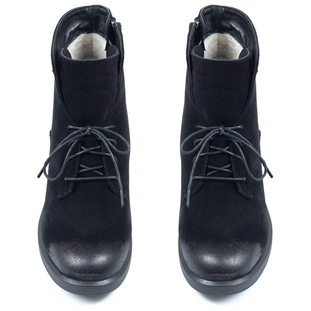 Ботинки черные из натуральной замши на каблуке 6 см на меху 6358-1-Z, 36, 23.5 см