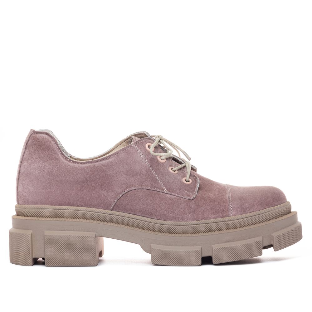 Туфли розовые замшевые на шнуровке с мягкой стелькой 3691-10-Z