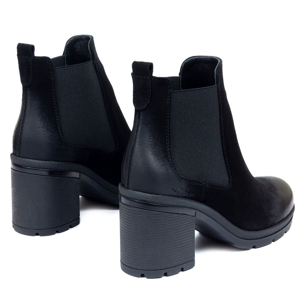 Ботинки черные из натуральной замши на устойчивом каблуке 6 см на байке 5183-1-Z, 41, 27 см