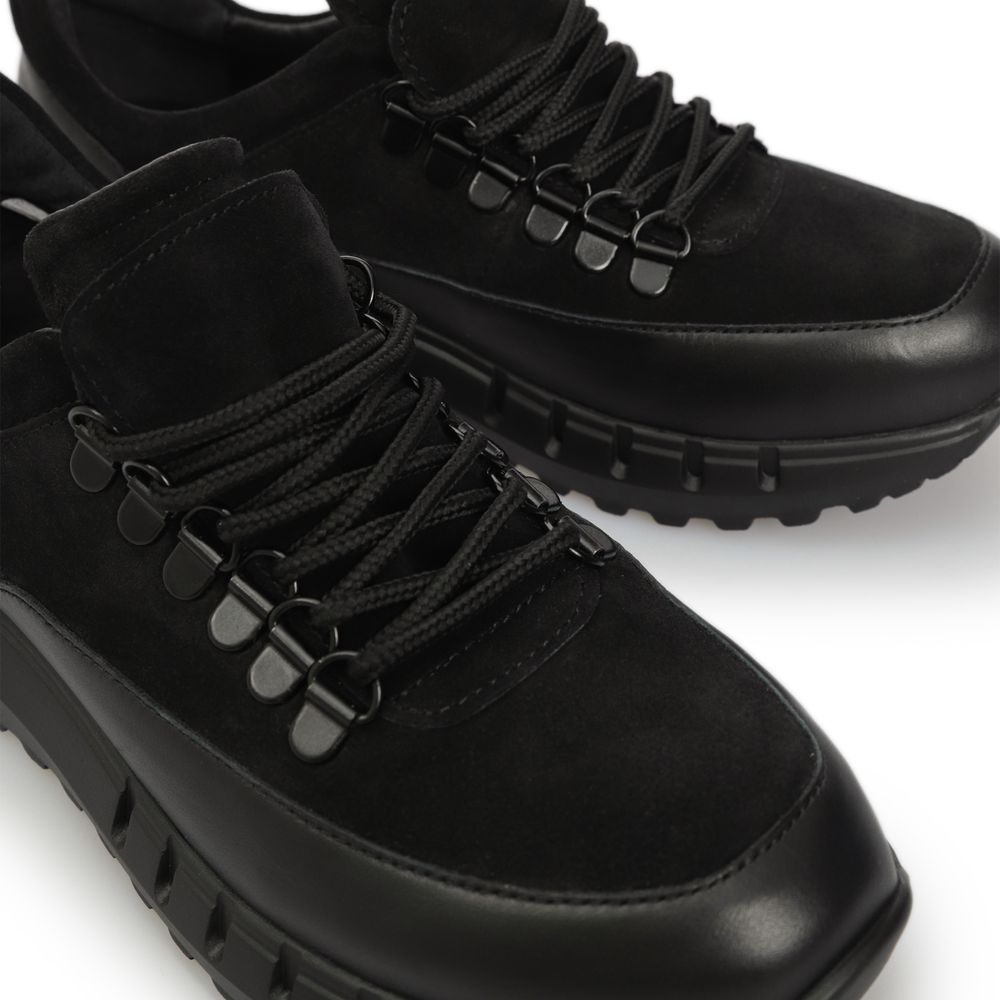 Кросівки чорні замшеві зі шкіряними вставками Eva 2173-1-Z