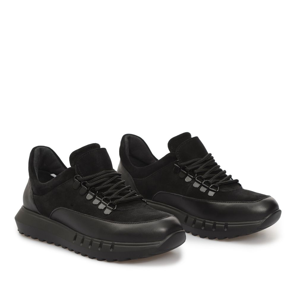 Кросівки чорні замшеві зі шкіряними вставками Eva 2173-1-Z