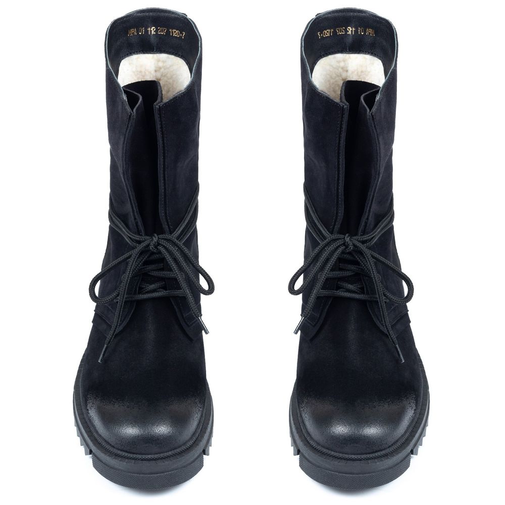 Ботинки черные из натуральной замши на меху 6361-1-Z, 36, 24.5 см
