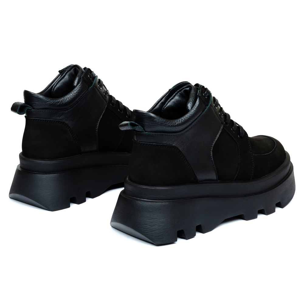 Ботинки черные нубуковые и кожаные на меху 6419-1-N, 36, 23 см
