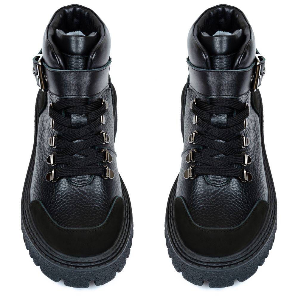 Ботинки черные кожаные на байке 5281-1, 36, 23 см