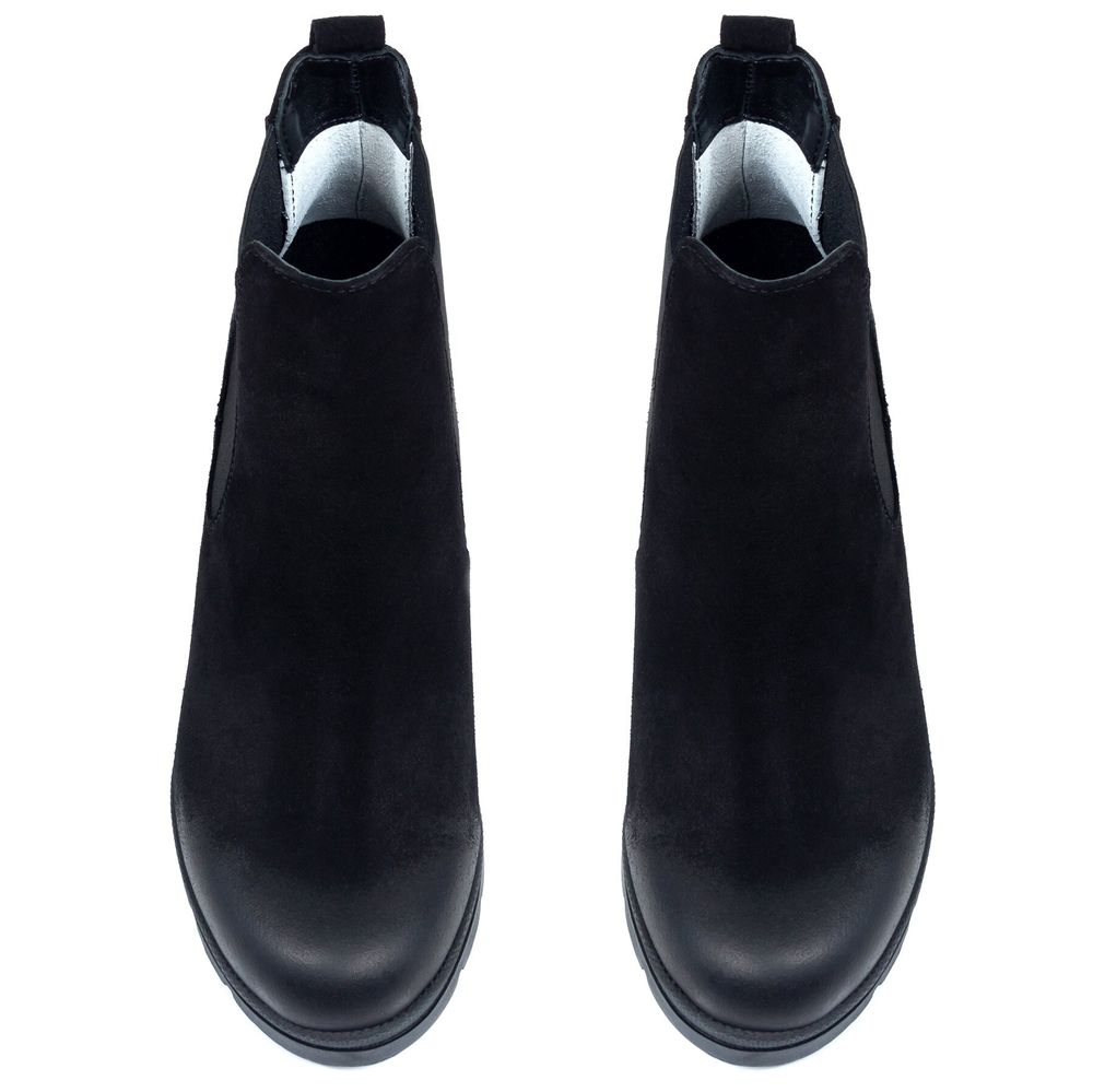 Ботинки черные из натуральной замши на устойчивом каблуке 6 см на байке 5183-1-Z, 41, 27 см