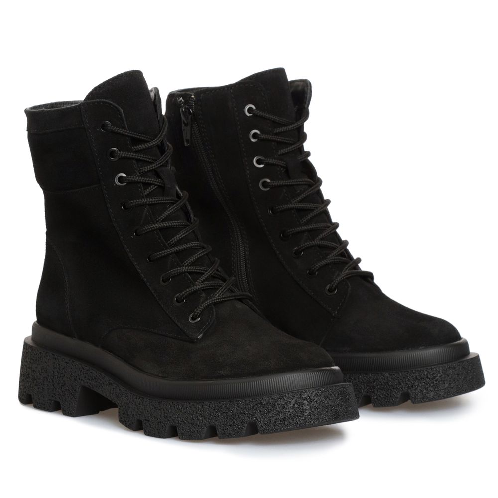 Ботинки черные замшевые на меху Sofy 6445-1-Z, Черный, 36, 23.5 см