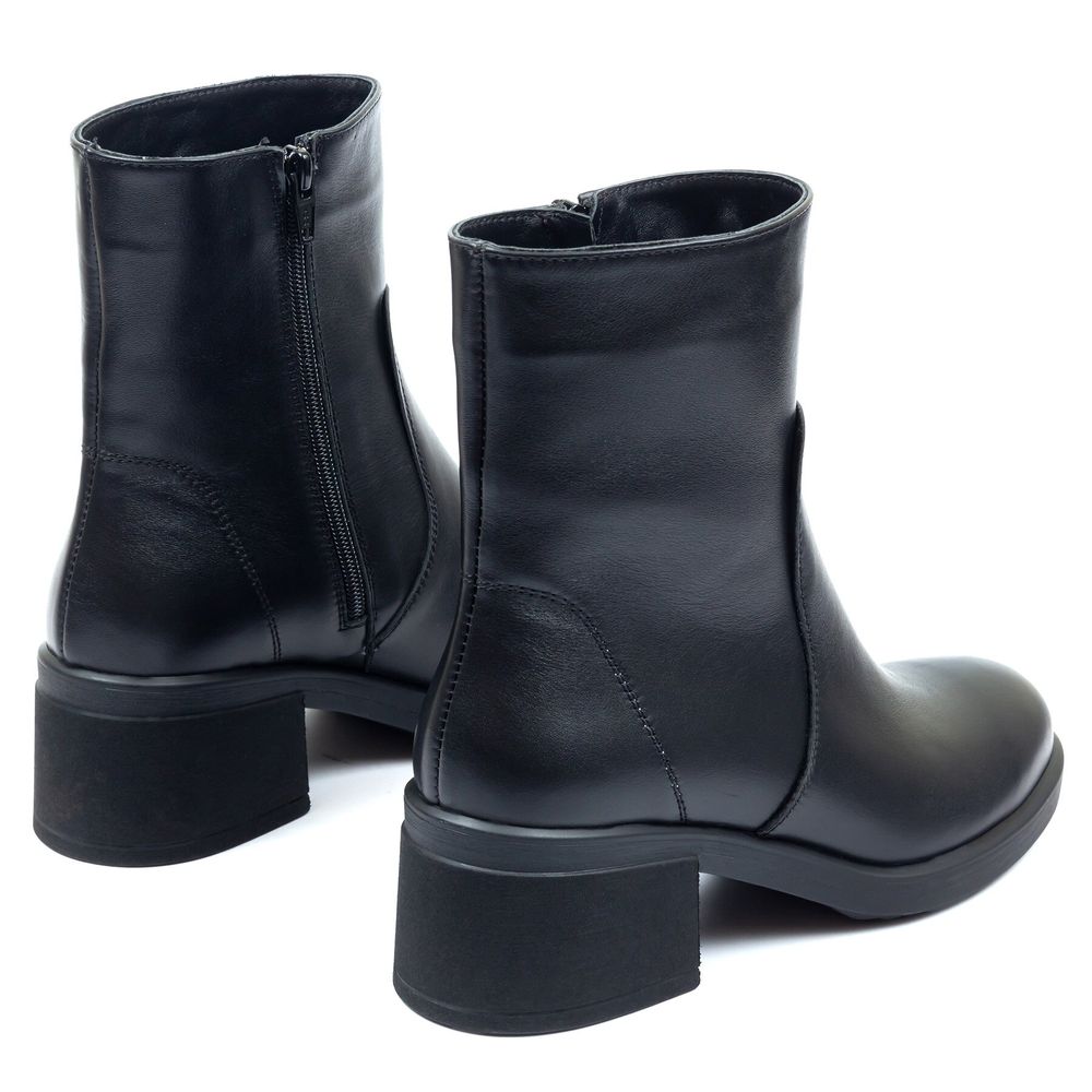 Ботинки черные из натуральной кожи на устойчивом каблуке 4 см на байке 5188-1, 36, 24 см