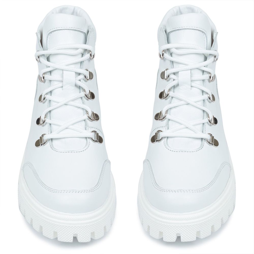 Ботинки белые из натуральной кожи на байке 5210-8, 39, 25.5 см
