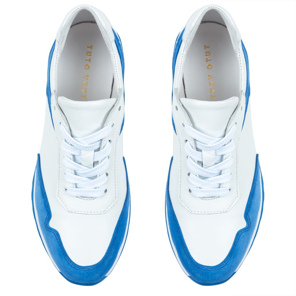 Кросівки біло-блакитні шкіряні з м'якою устілкою 2094-11