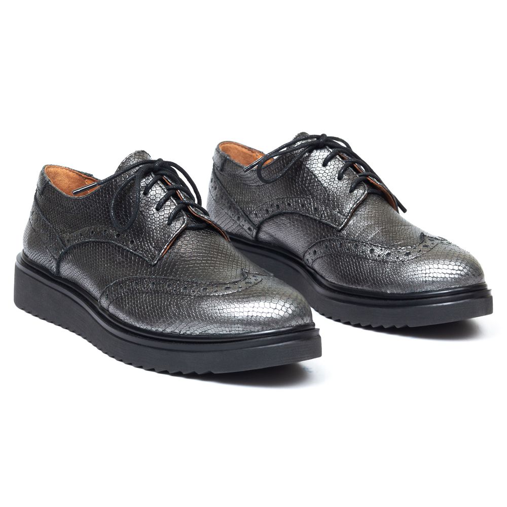 Туфли черные кожаные на шнуровке 0009-1