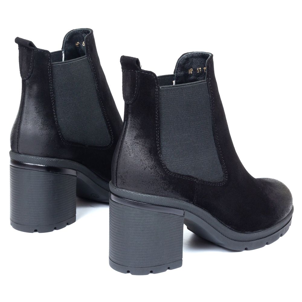 Ботинки черные из натуральной замши на каблуке 6 см на меху 6294-1-Z, 36, 23.5 см