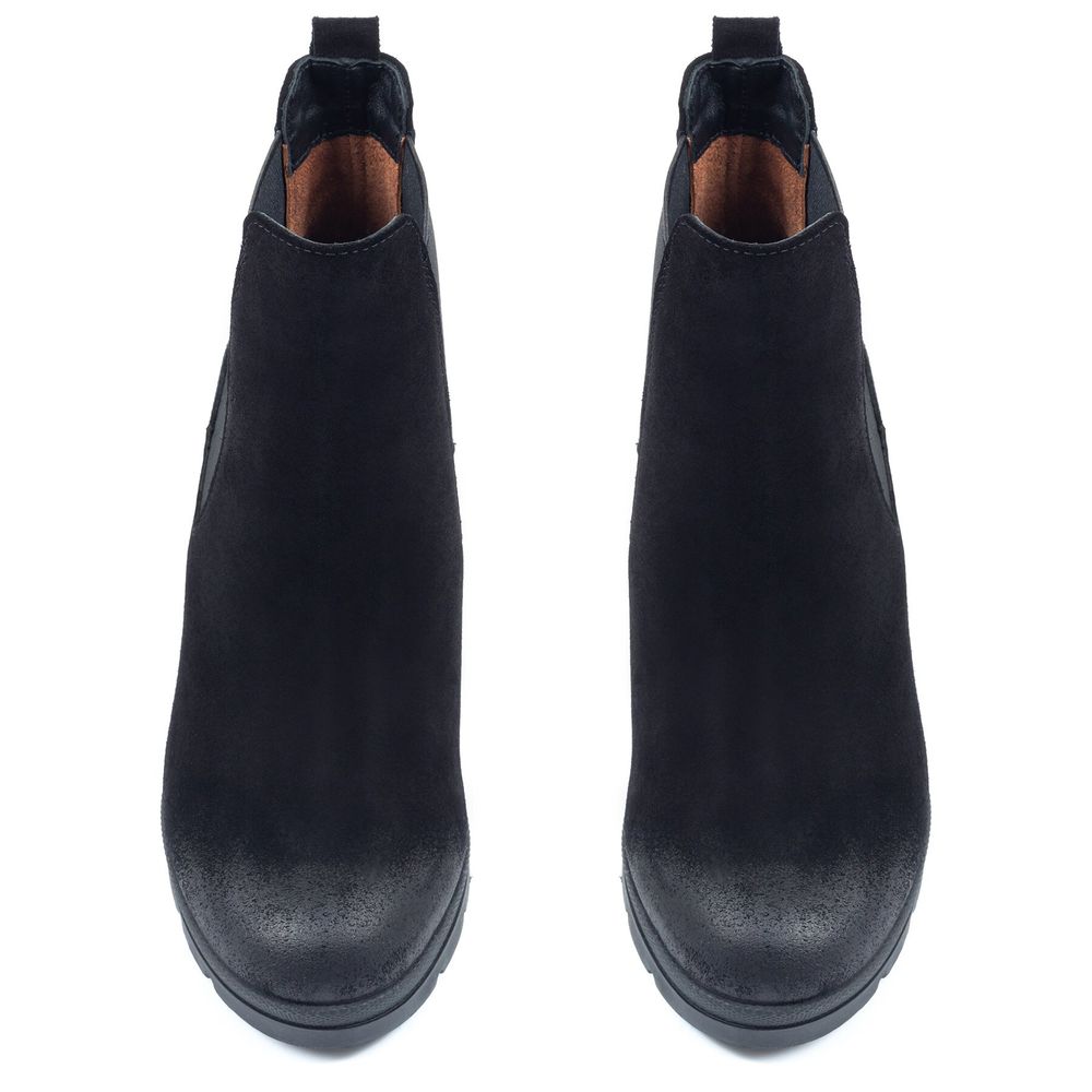 Ботинки черные из натуральной замши на каблуке 6 см на меху 6294-1-Z, 36, 23.5 см