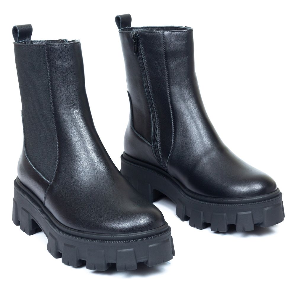 Ботинки черные кожаные на меху 6376-1, 36, 23 см