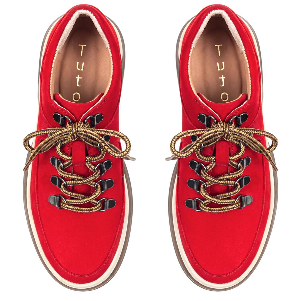 Туфли красные из натурального нубука с мягкой стелькой