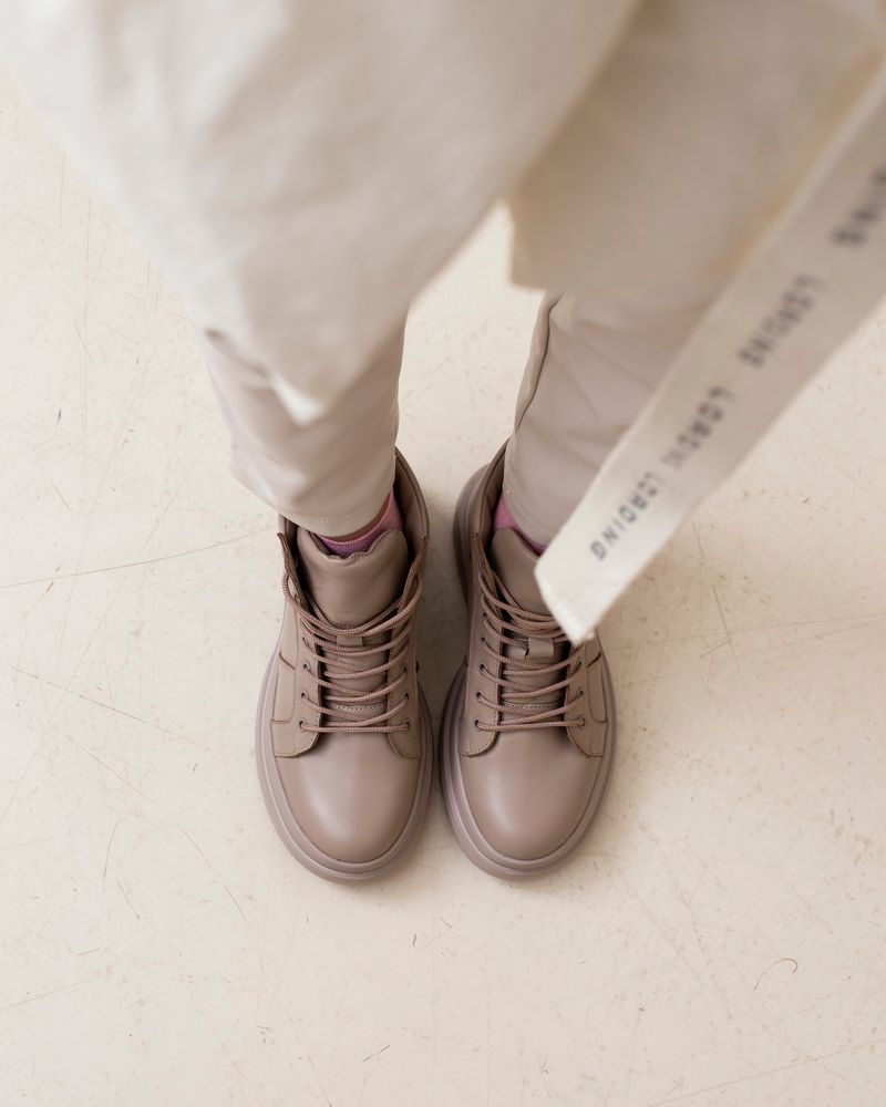 Ботинки бежевые кожаные на байке 5285-9, 36, 23.5 см