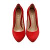 Туфлі червоні з натуральної замші на стійкому каблуку 9.5 см з м'якою устілкою