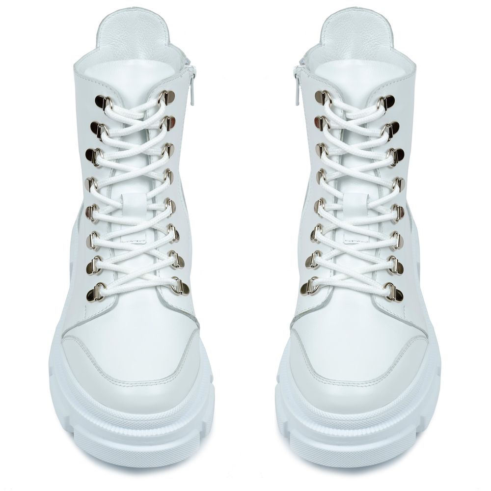Ботинки белые кожаные на байке 5203-8, Белый, 39, 25 см