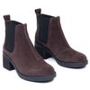Ботинки коричневые из натуральной замши на устойчивом каблуке 4 см на байке 5174-2-Z, 36, 23 см