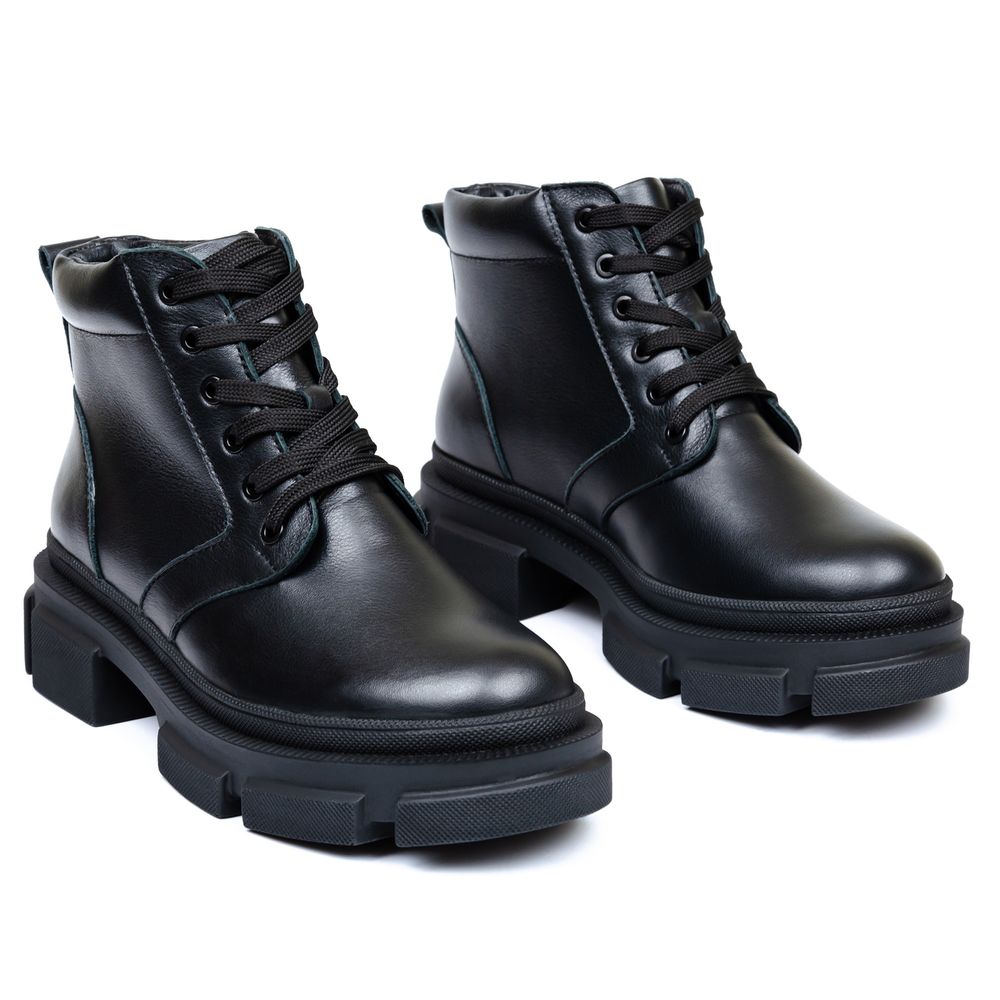 Ботинки черные кожаные на меху 6416-1, Черный, 41, 26 см