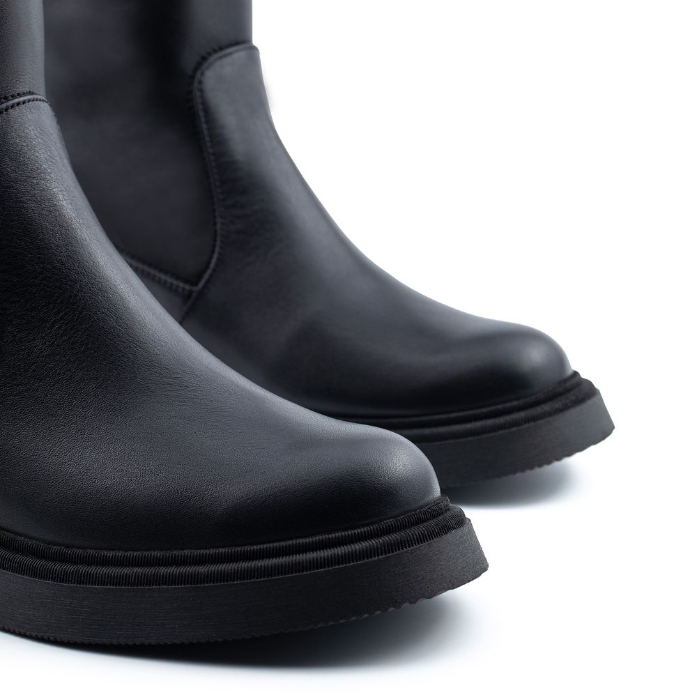 Високі черевики чорні шкіряні зі стрейчем на байці Una 5343-1, 40, 25.5 см