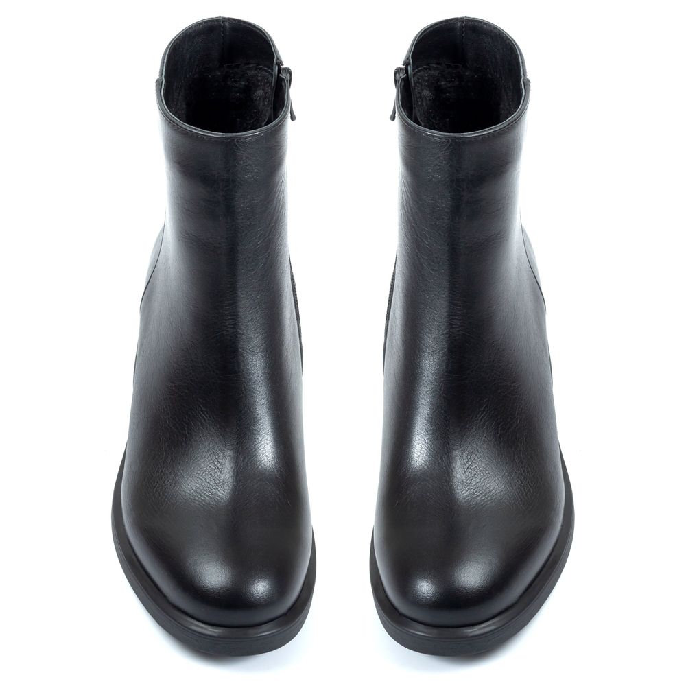 Ботинки черные из натуральной кожи на каблуке 6 см на меху 6329-1, 36, 24 см