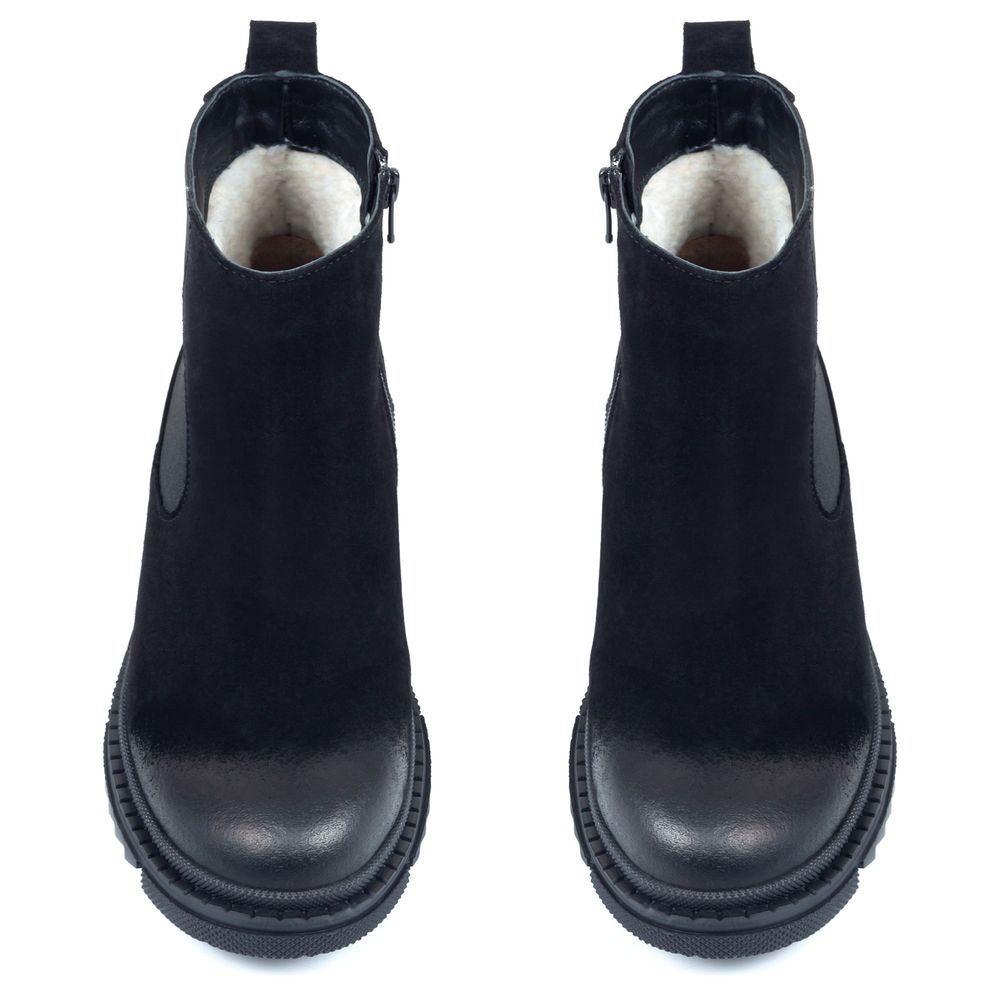 Ботинки черные из натуральной кожи на меху 6353-1, 36, 23 см