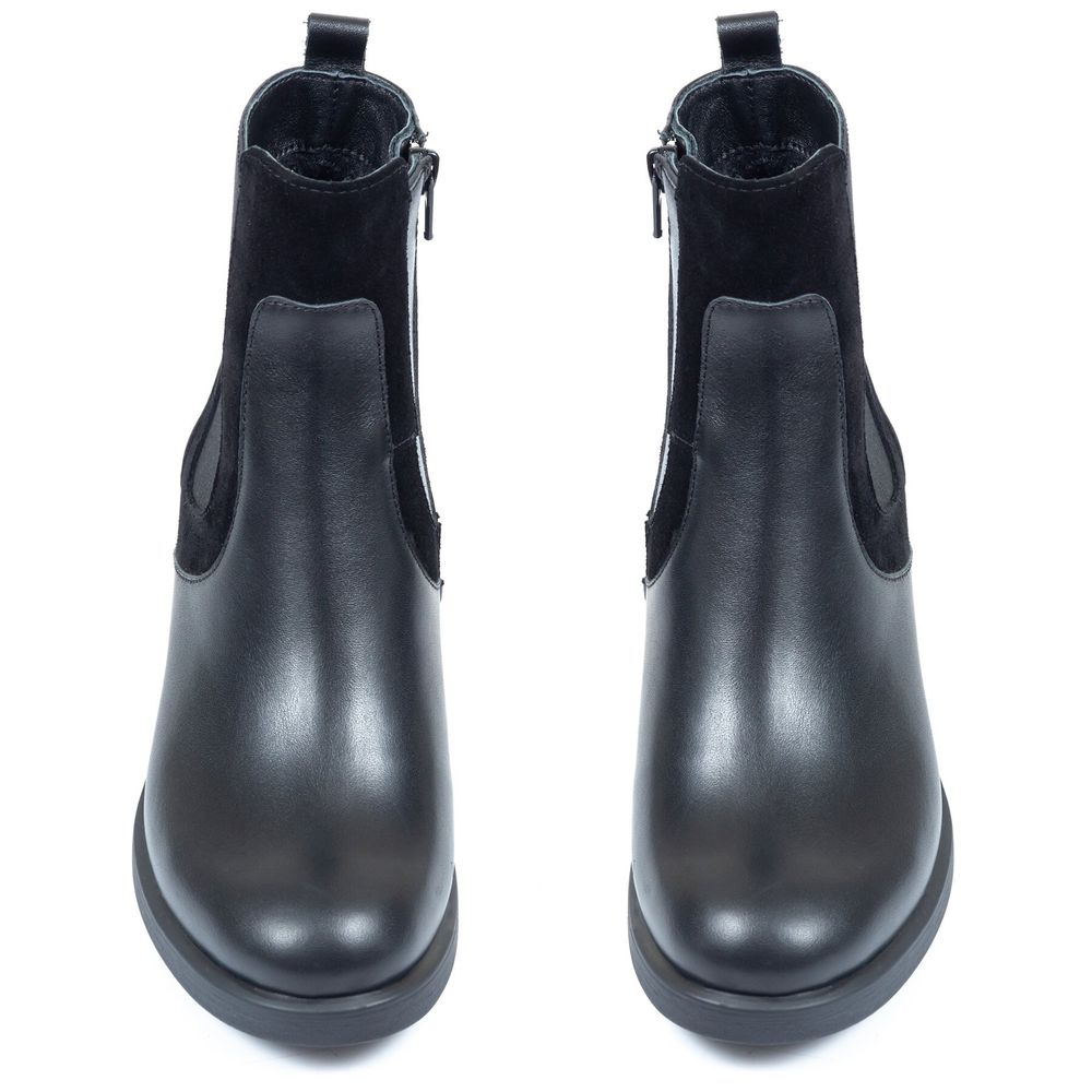 Ботинки черные из натуральной кожи на каблуке 4 см на байке 5195-1, Черный, 41, 27 см