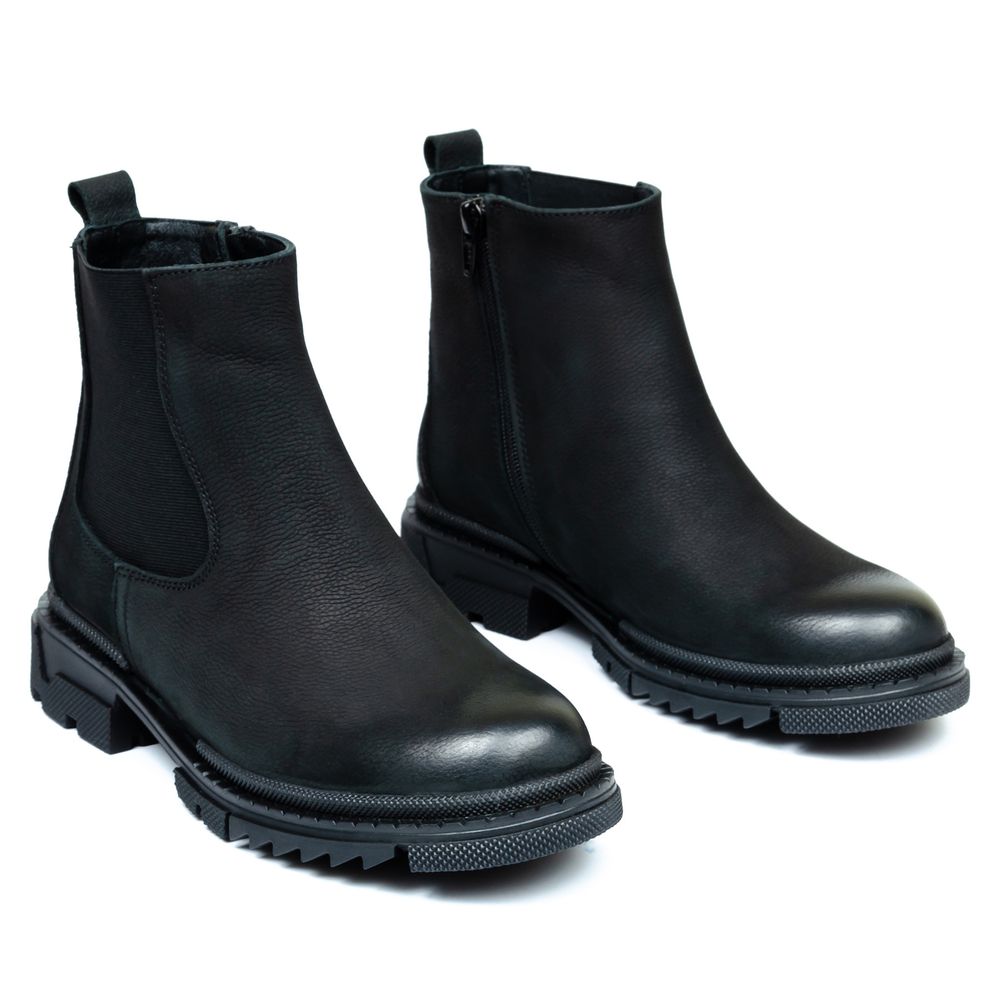 Ботинки черные нубуковые на байке 5224-1-N, Черный, 41, 26.5 см