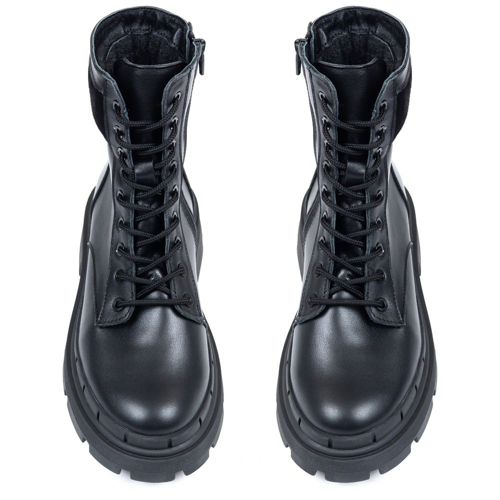 Ботинки черные кожаные на байке 5237-1, 39, 25 см
