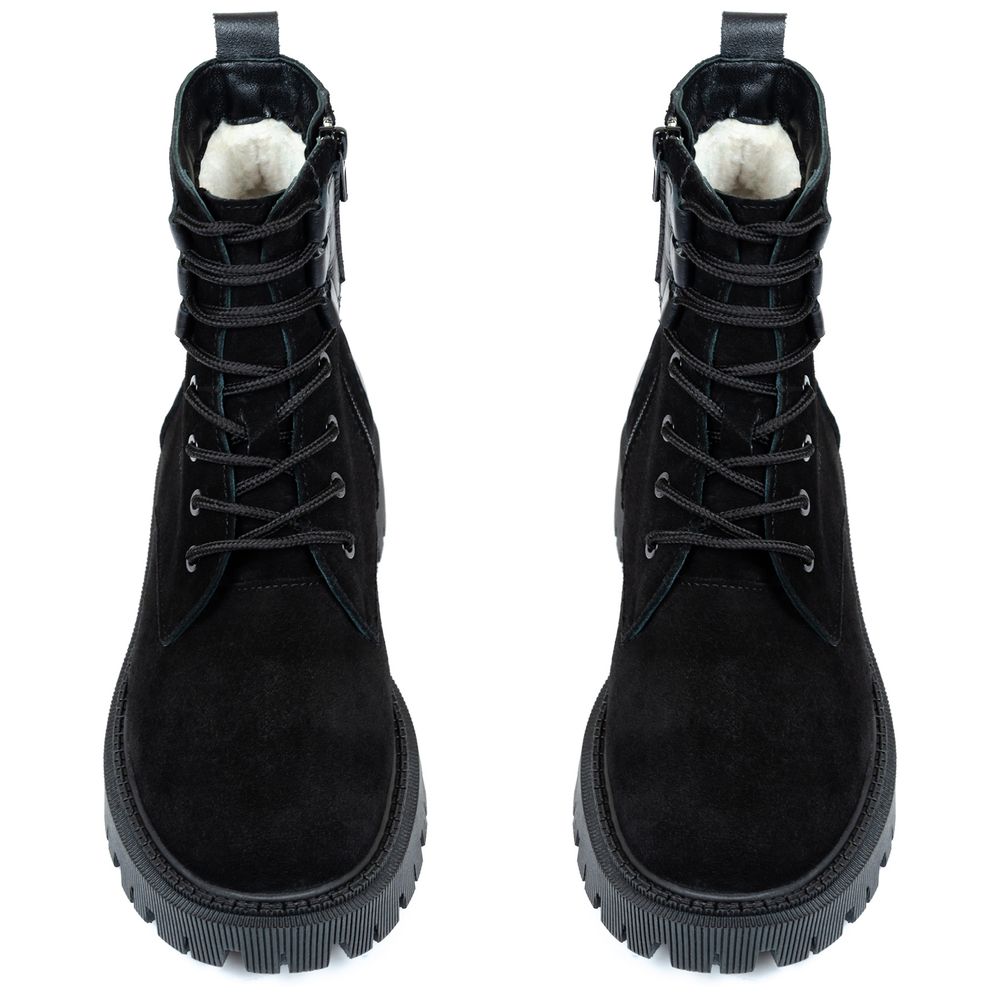 Ботинки черные замшевые на меху 6436-1-Z, Черный, 41, 26 см