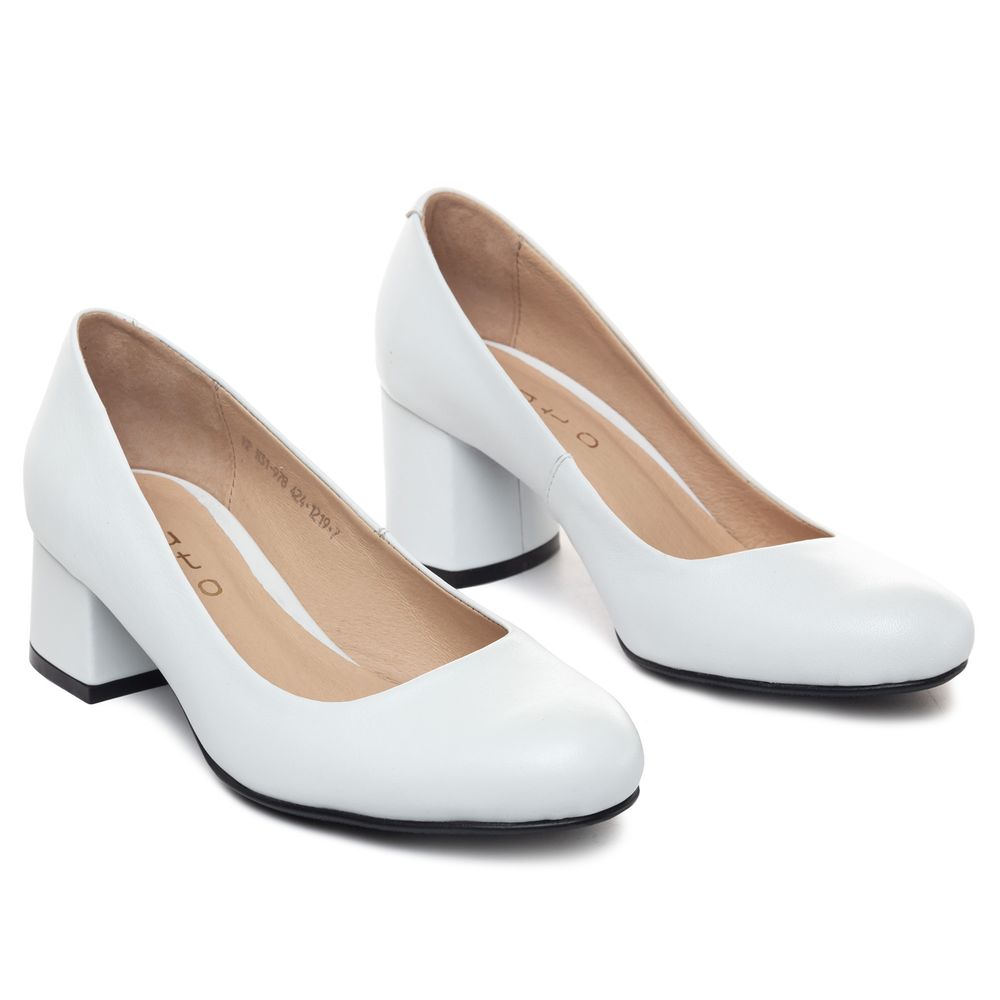 Туфлі білі шкіряні на каблуку 6 см 0396R, Білий, 37, 23.5 см