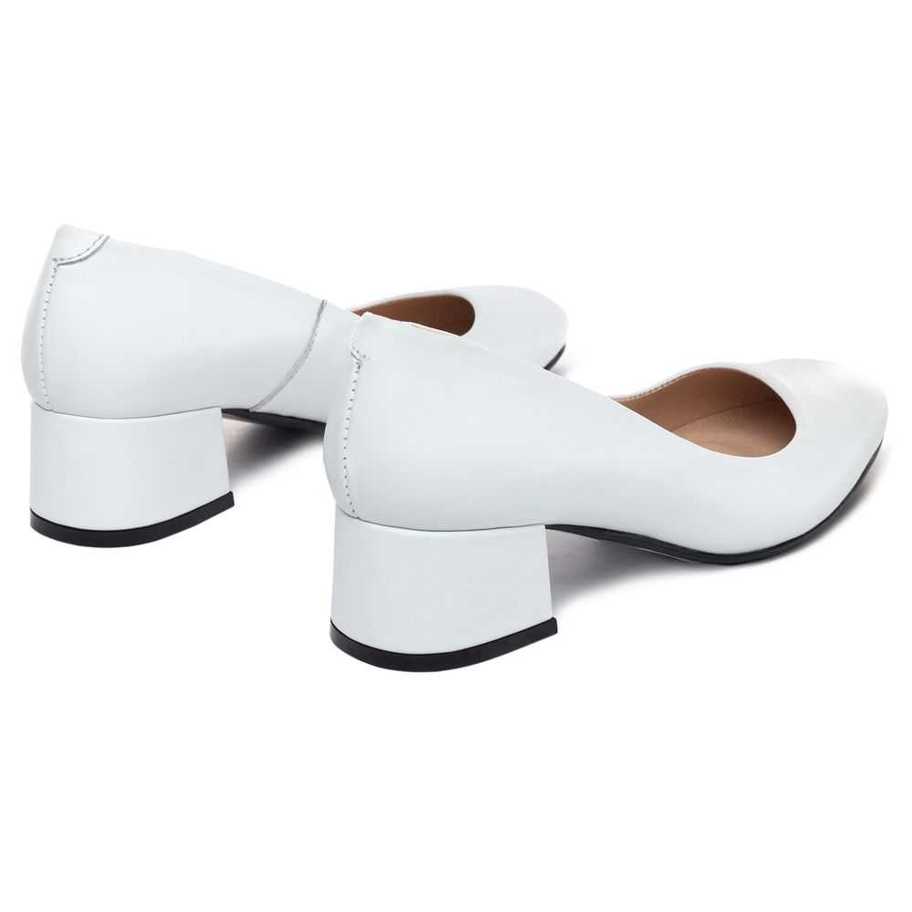 Туфлі білі шкіряні на каблуку 6 см 0396R, Білий, 37, 23.5 см