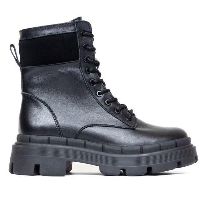 Ботинки черные кожаные на байке 5237-1, Черный, 39, 25 см