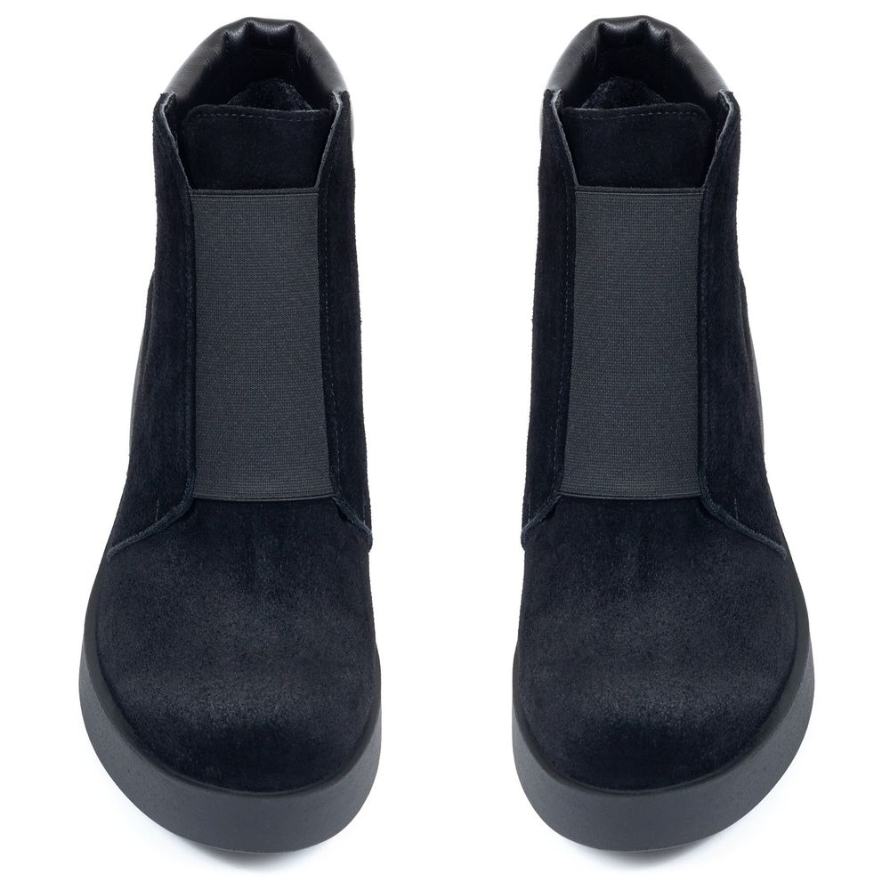 Ботинки черные из натуральной замши на каблуке 5 см на байке 5172-1-Z, 37, 24 см