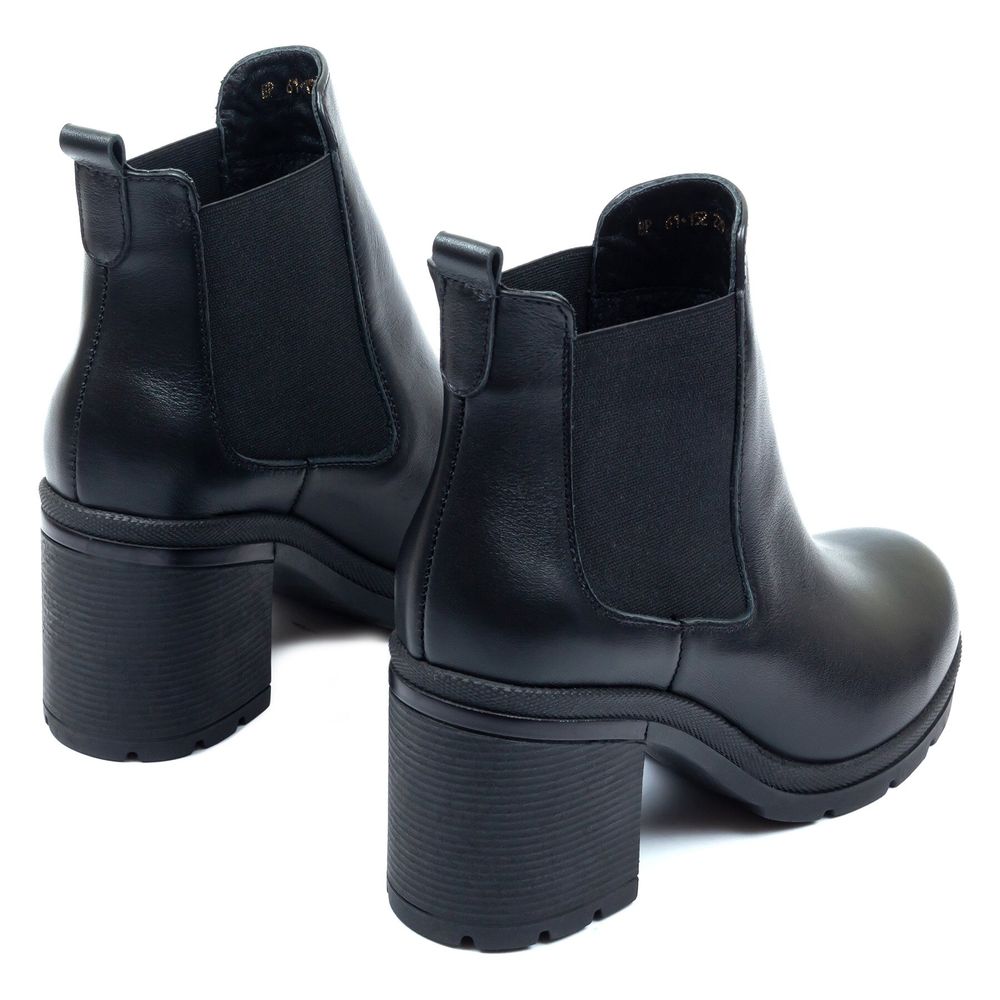 Ботинки черные из натуральной кожи на каблуке 6 см на байке 5183-1, 41, 27 см