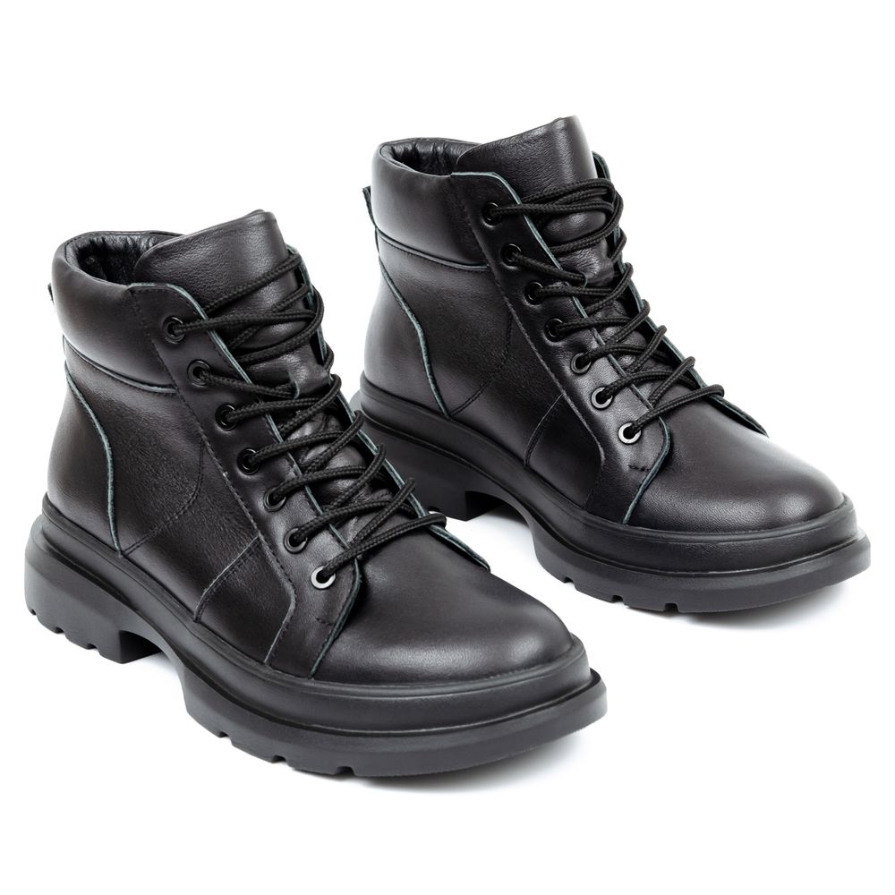 Ботинки черные кожаные на меху 6443-1, 41, 26 см