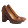 Туфлі коричневі з натуральної замші на стійкому каблуці 9.5 см​​​​​​​