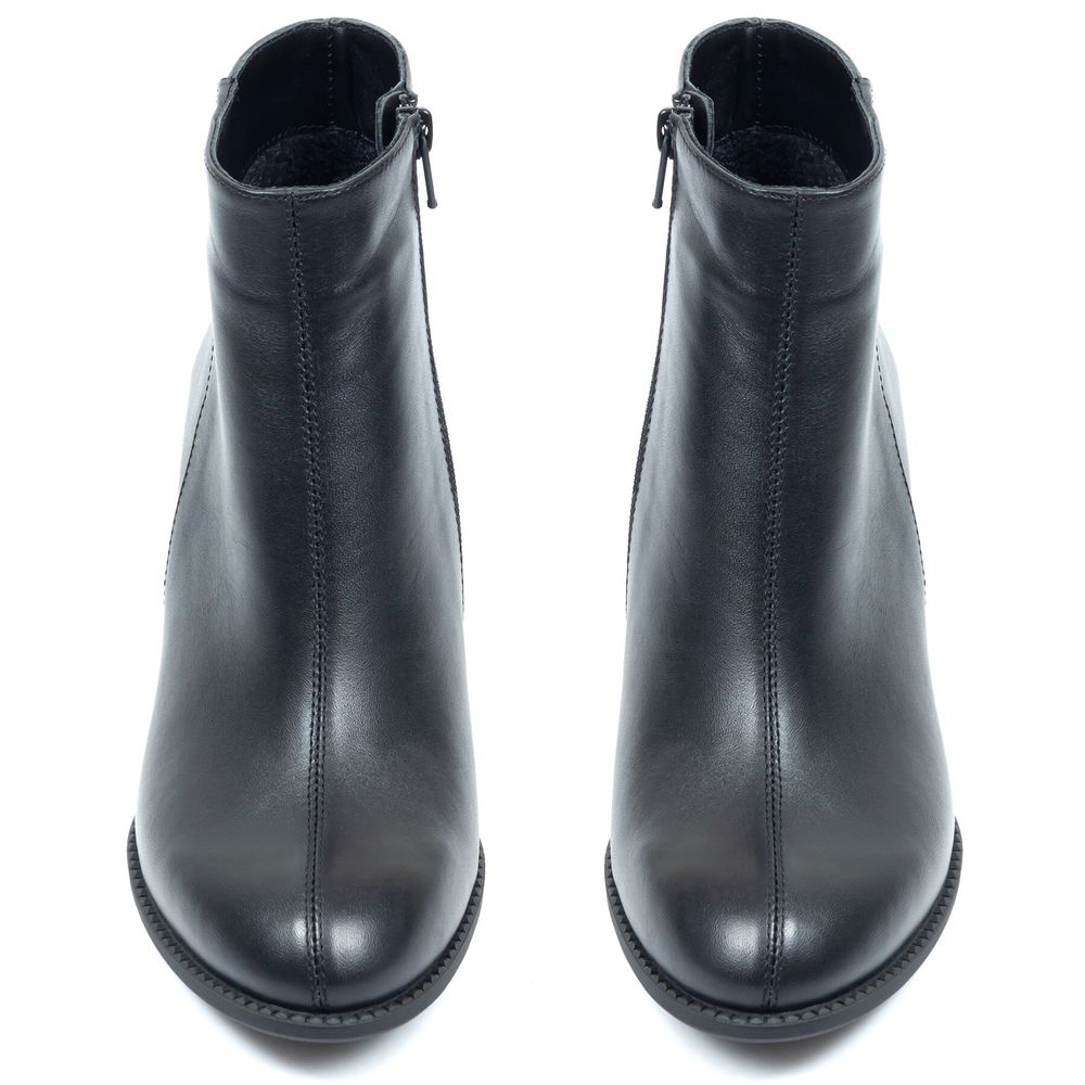 Ботинки черные из натуральной кожи на устойчивом каблуке 6 см на байке 5202-1, 40, 26.5 см