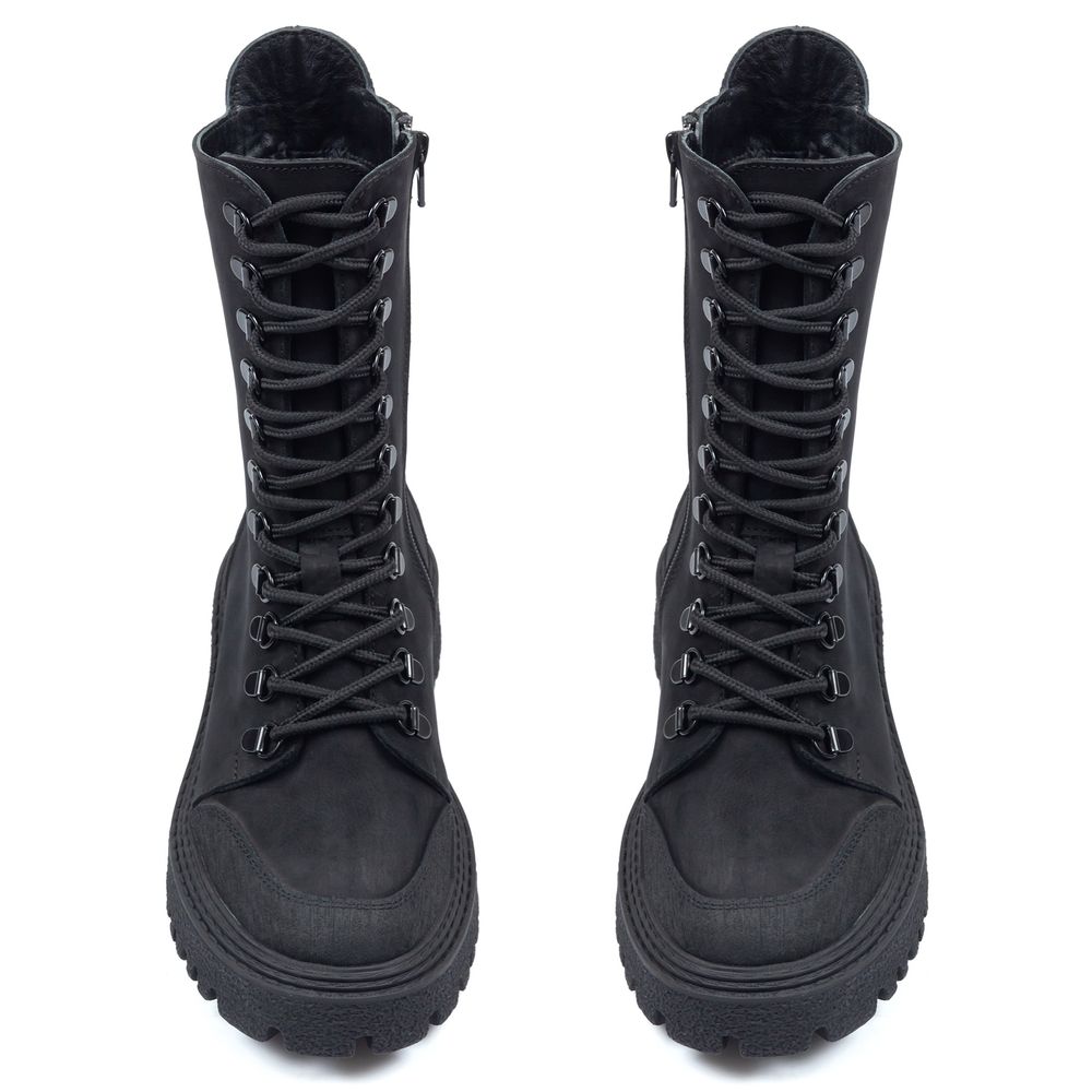 Ботинки черные нубуковые на байке 5235-1-N, 36, 23 см