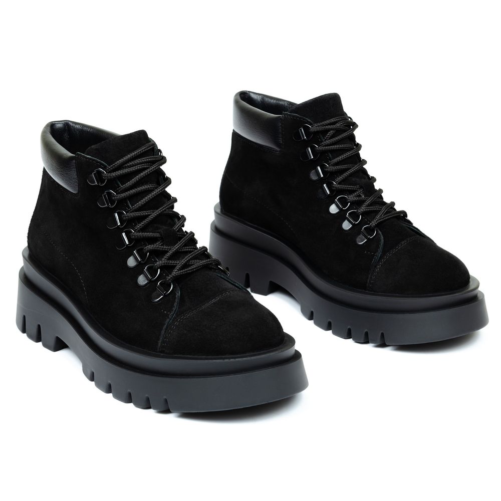 Ботинки черные замшевые на меху 6415-1-Z, Черный, 40, 25.5 см