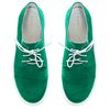 Туфлі зелені низький хід на шнурках з натуральної замші з м'якою устілкою на грубій підошві​​​​​​​