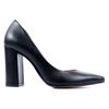 Туфли черные из натуральной кожи на устойчивом каблуке 9.5 см остроносые с мягкой стелькой