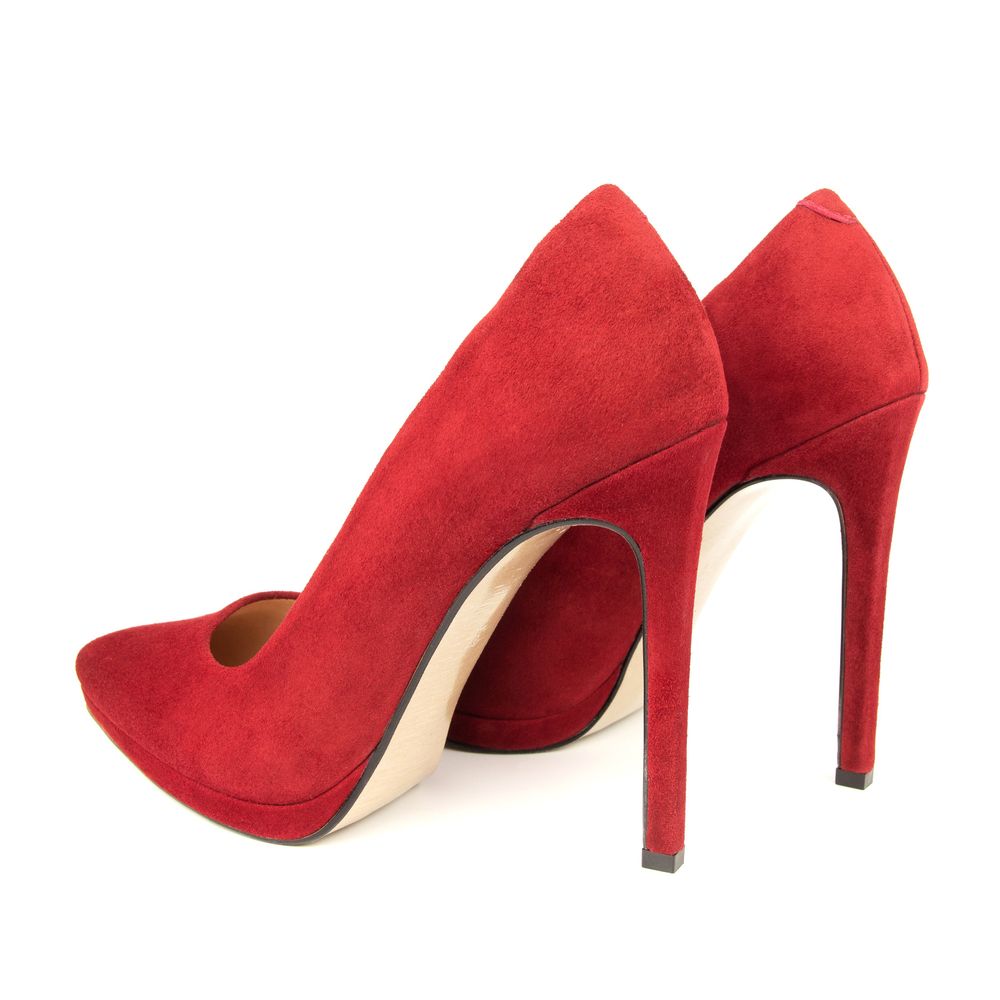 Туфли красные из натуральной замши на каблуке 12 см