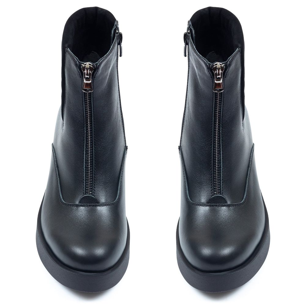 Ботинки черные из натуральной кожи на каблуке 5 см на байке 5176-1, 41, 27 см